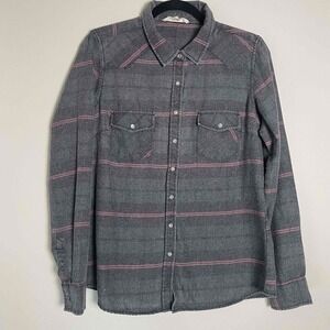 Love Stitch Women's Long Sleeve Retro Gorpcore Snap Button Down Collared Shirt M